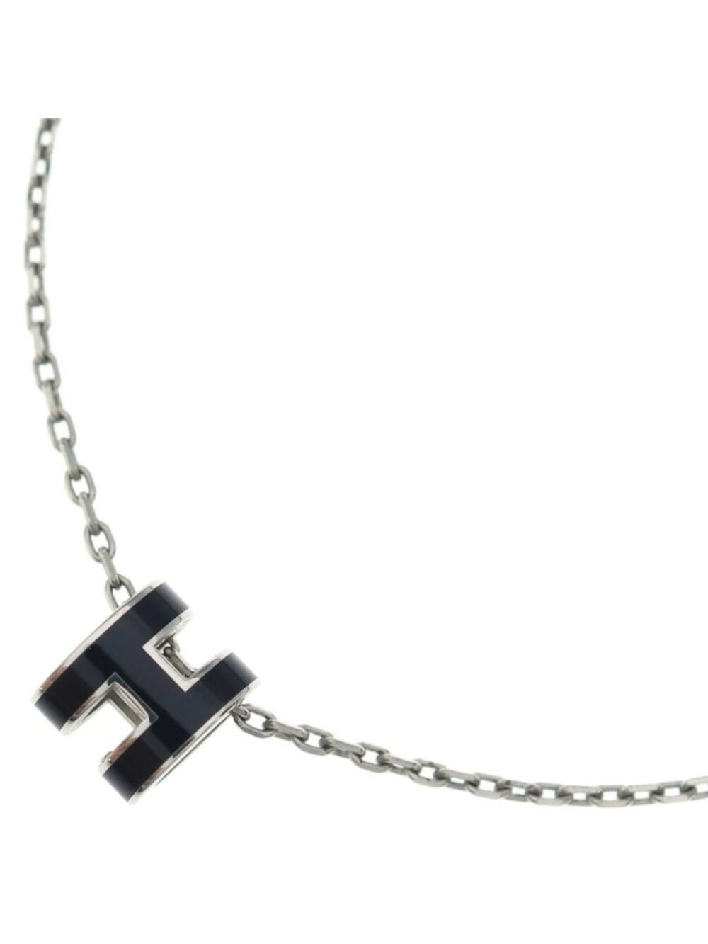 Hermes Mini Pop H Pendant Chain Silver Black